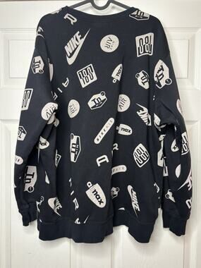 Nike Sweatshirt Women's Black Air Max All Over Printed Pullover Active Crew XL